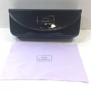 Lulu Guinness Designer 👓Eyeglasses👓 Hard Shell Case w/Mirror Black Shiny